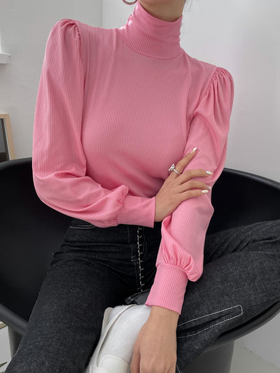RIBBED TURTLE NECK BLOUSE